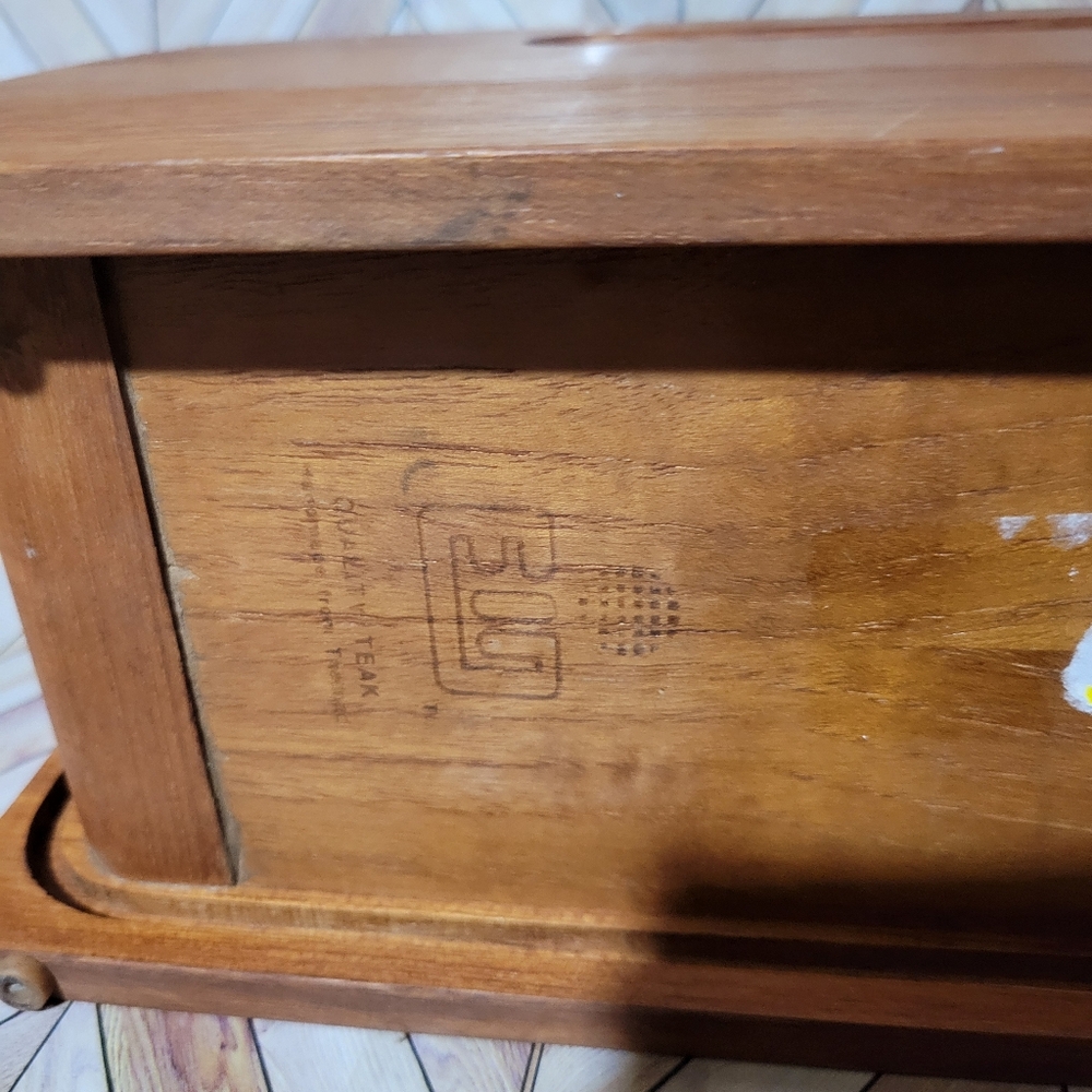 EIN Roll Top Storage Box / Organizer Teak Storage Box, MCM, Mid Century Modern - Picture 3 of 6